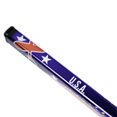 Golf club head with U.S.A. flag design on a white background